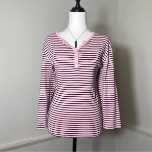 Mountain Lake - Pink Black Striped Long Sleeve Top